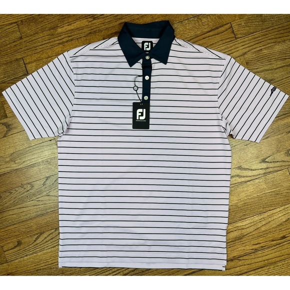 FootJoy Other - NWT FootJoy Wicking Short Sleeve Stretch Stripe Lisle Men's Polo Shirt Sz Large